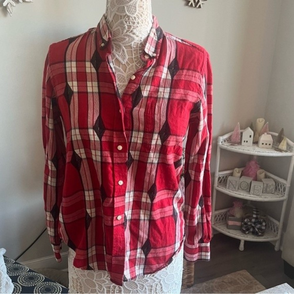 Wildfang Red Plaid Button-Down Shirt